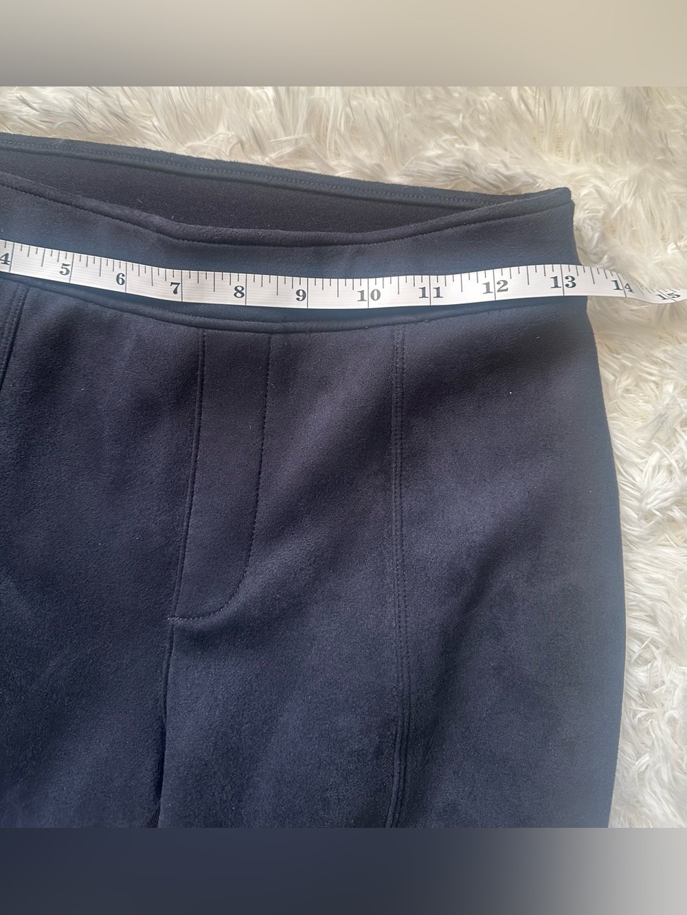 Spanx Faux Suede Flare Pants Navy Small High Rise Y2K Pull On Woman - Picture 7 of 9